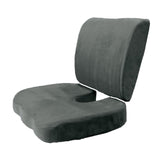 2PC SET - Premium High Resilience Memory Foam Lumbar Support Back Cushion and Coccyx Seat Cushion Pad