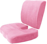 2PC SET - Premium High Resilience Memory Foam Lumbar Support Back Cushion and Coccyx Seat Cushion Pad