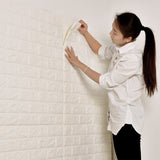 3D White Brick Foam Wallpaper Tiles Panels Peel & Stick Self Adhesive Panels