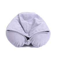 Luxury Quality U Shaped Memory Foam Neck Head Support Travel Pillow with Velvet Hoodie