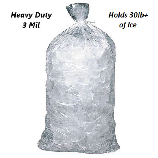 30 LB 3 MIL LDPE Ice Bags Clear Baler Wicket Gusset Commercial Quality, 18" x 33.5", 5" Gusset, 2" Lip, 3 mil