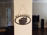 Dog WELCOME Sign Wrought Iron Wall Decor Decoration Patio Plaque