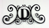 Monogram Initial Letter Wrought Iron Metal Scrolled Door Wall Decor 24" x 11"