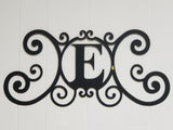 Monogram Initial Letter Wrought Iron Metal Scrolled Door Wall Decor 24" x 11"