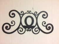 Monogram Initial Letter Wrought Iron Metal Scrolled Door Wall Decor 24" x 11"