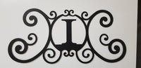 Monogram Initial Letter Wrought Iron Metal Scrolled Door Wall Decor 24" x 11"