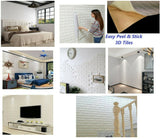 3D Thick White/Gray/Yellow Brick Foam Wallpaper Tiles Panels Peel & Stick Self Adhesive Panels, Various Colors