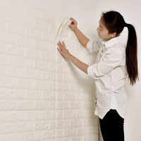 3D Thick White/Gray/Yellow Brick Foam Wallpaper Tiles Panels Peel & Stick Self Adhesive Panels, Various Colors