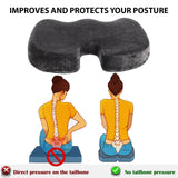 2PC SET - Non Slip High Resilience Memory Foam Coccyx Seat Pad + Lumbar Cushion