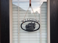 Dog WELCOME Sign Wrought Iron Wall Decor Decoration Patio Plaque